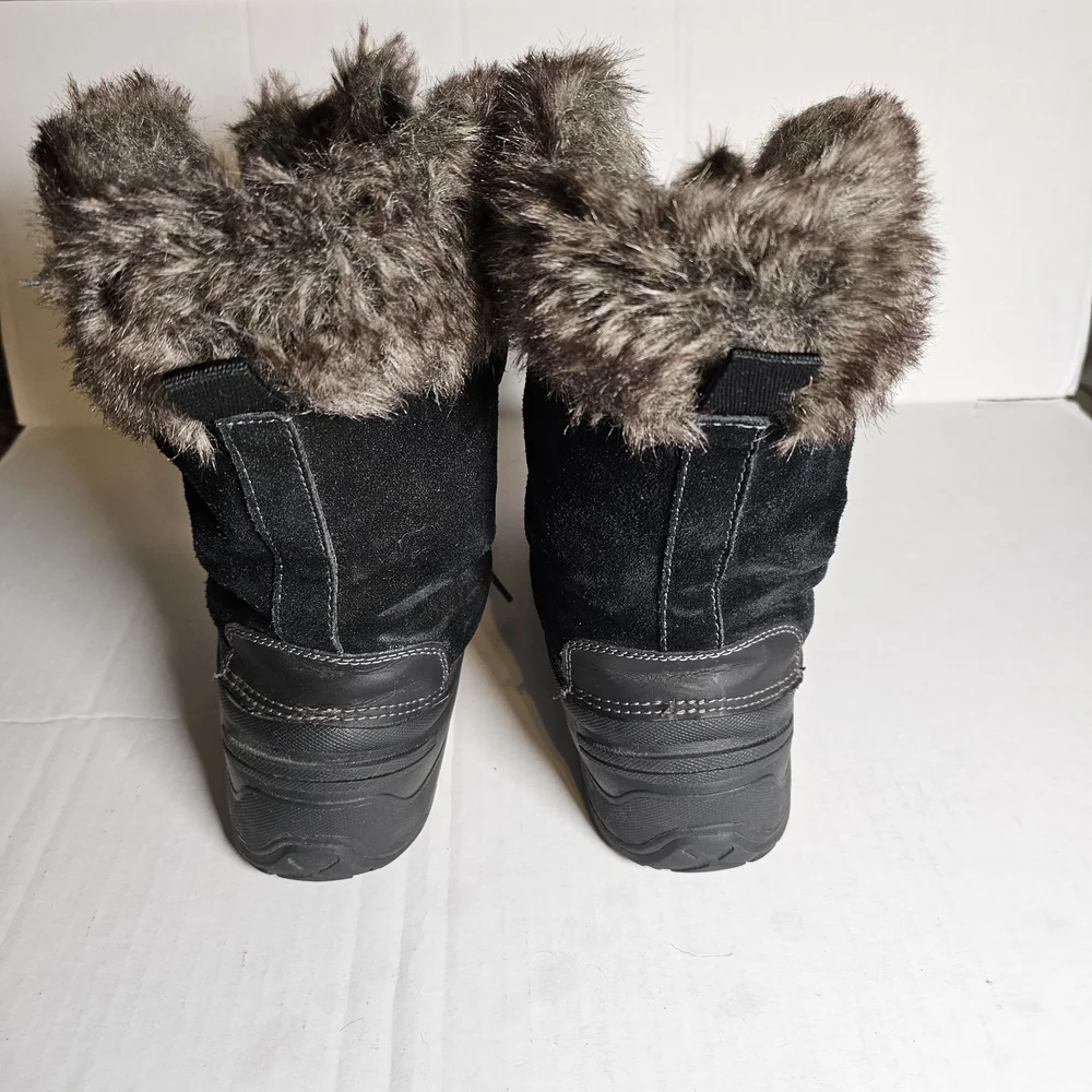 Khombu Black and Brown Winter Boots with Faux Fur - Picture 4 of 8